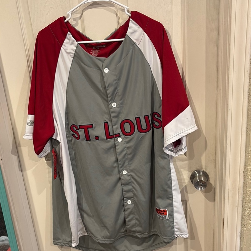 Red and Gray Baseball Jersey with Raglan Sleeves